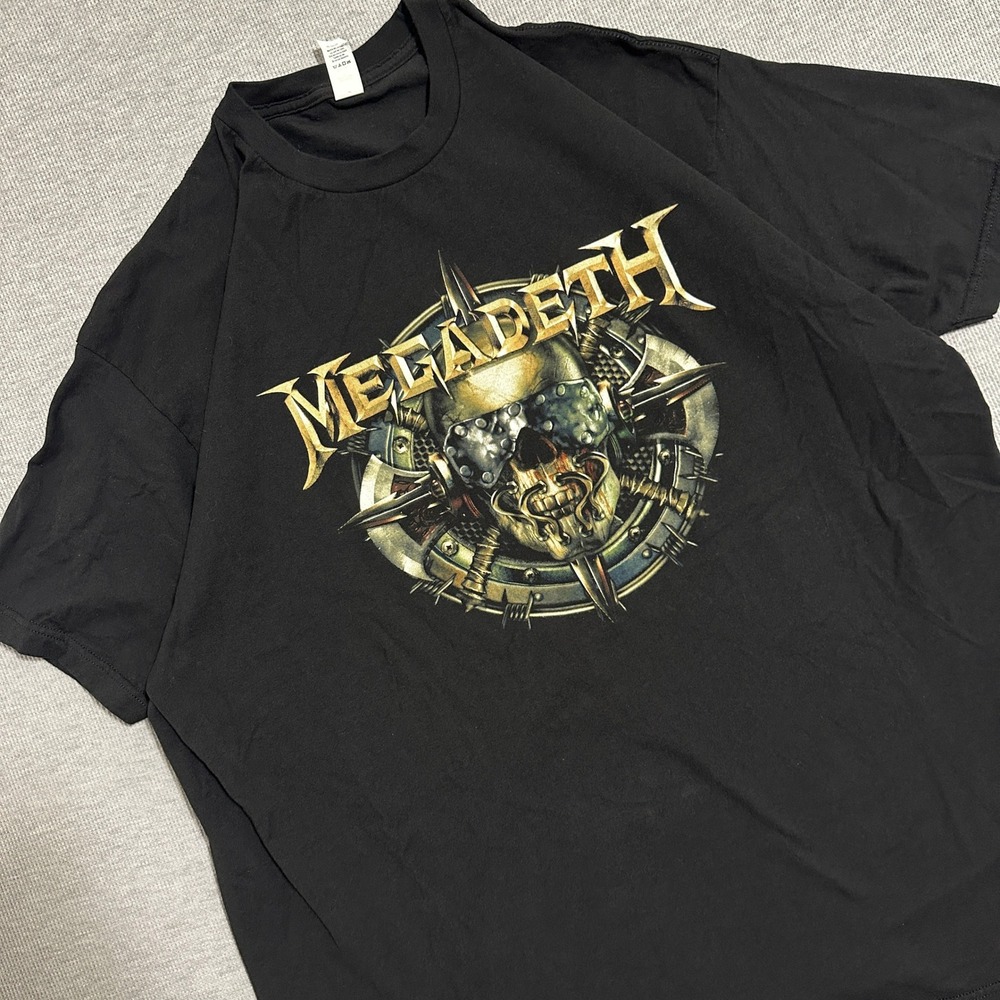 Megadeth Vic Rattlehead Skull Armor Graphic Band Tee Black Heavy Metal Men's XXL